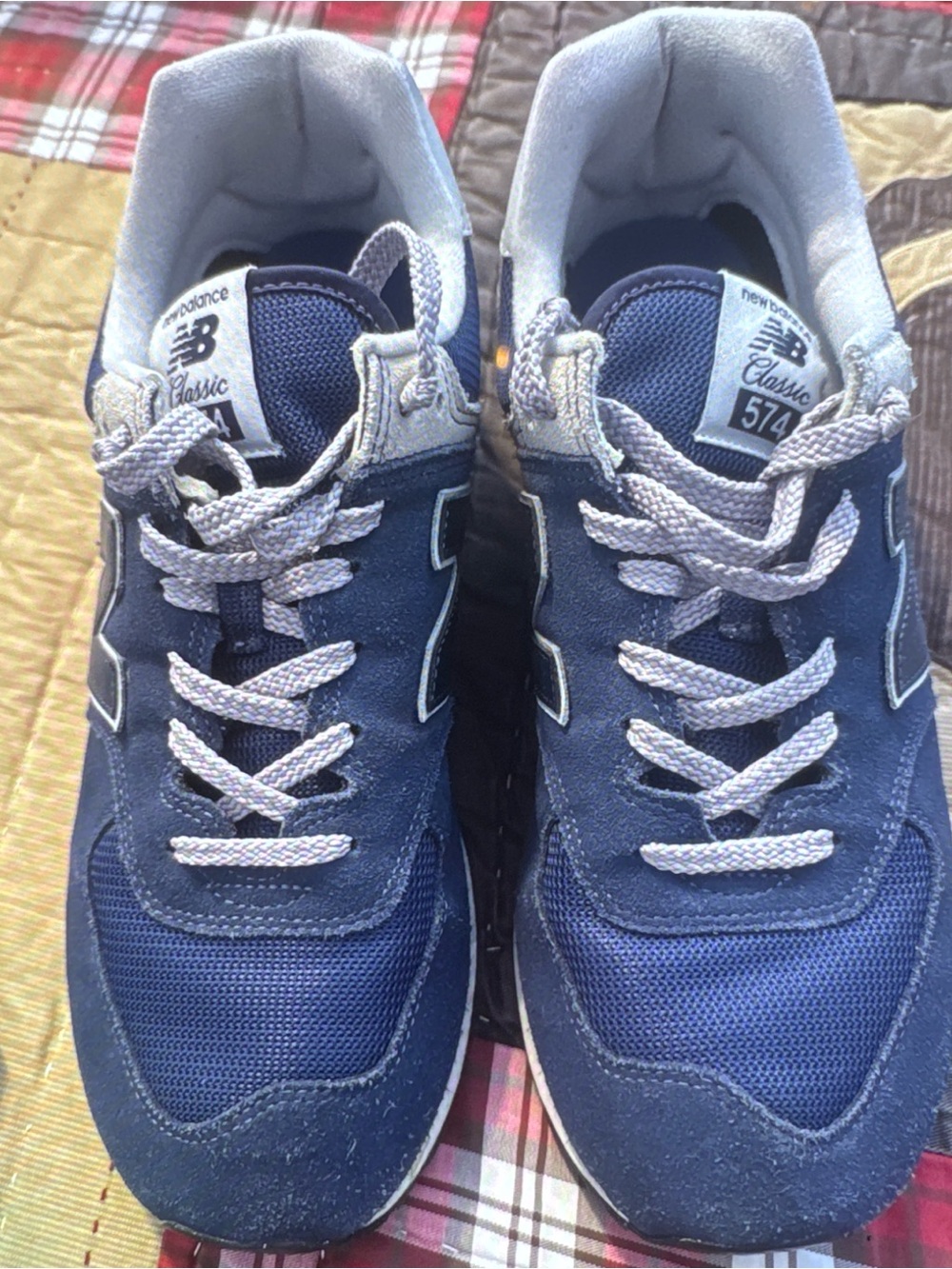 New Balance Men’s Navy Blue and Light Gray 574 Sneakers